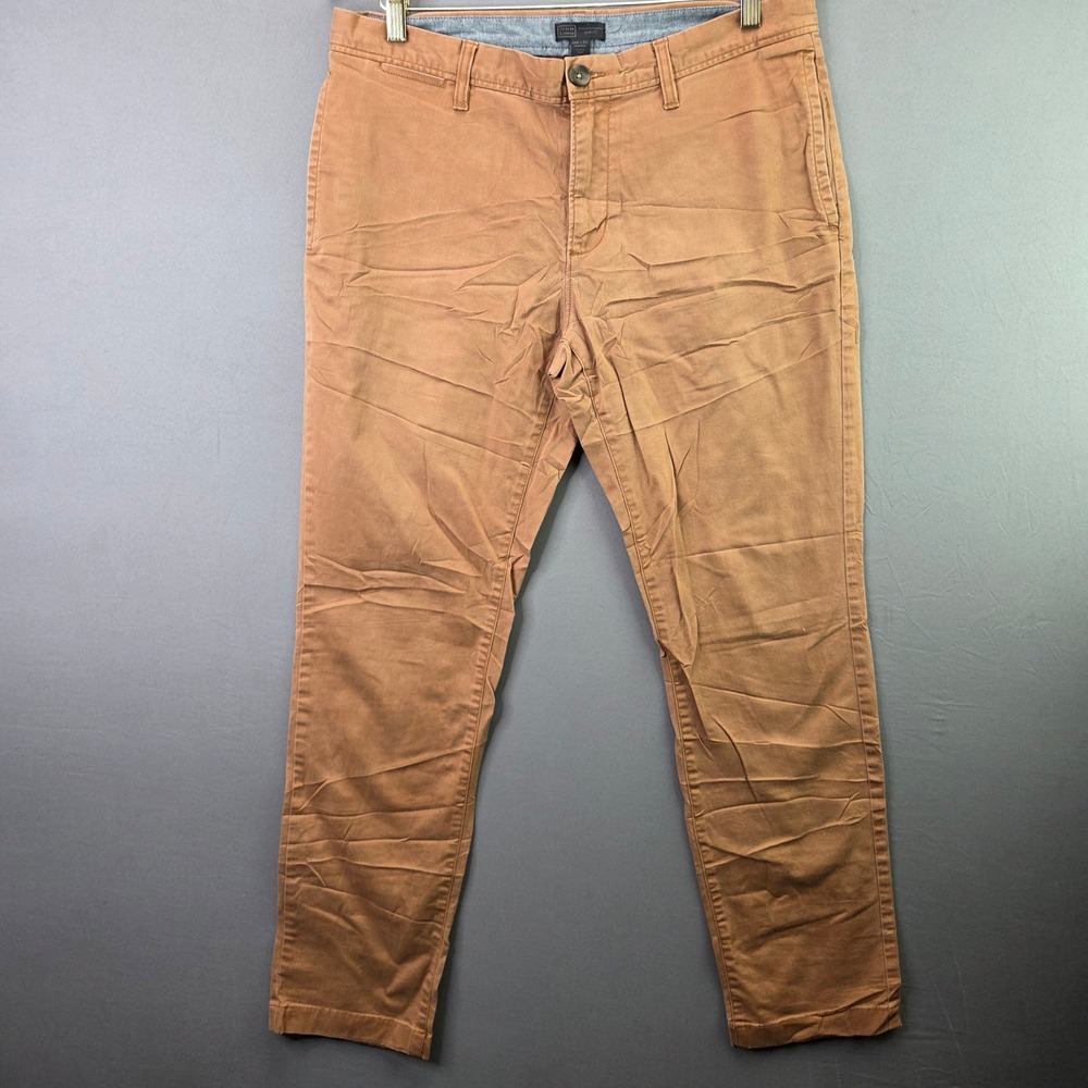 14th & Union Chino Pants Slim Fit 34x32 Brown Stretch Cotton Twill Trousers